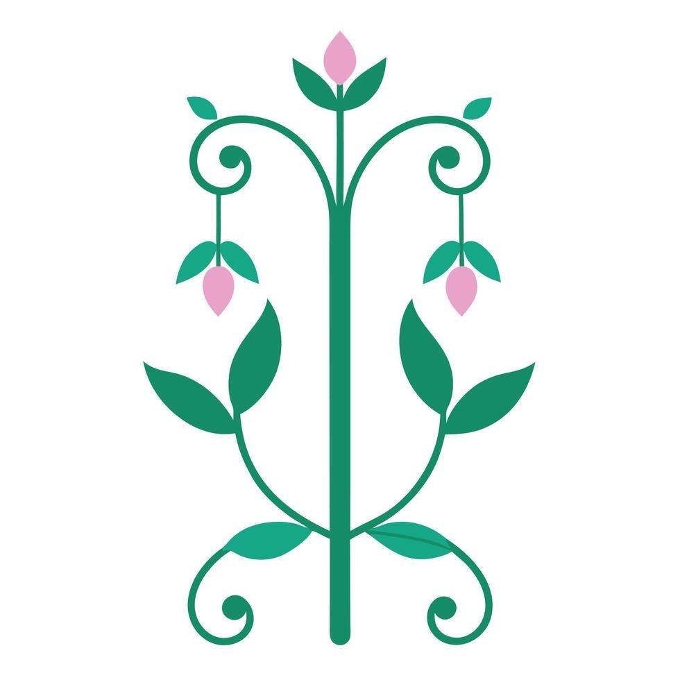 Vertical Floral Ornament Design Featuring Vibrant and Elegant Flowers Leaves vector