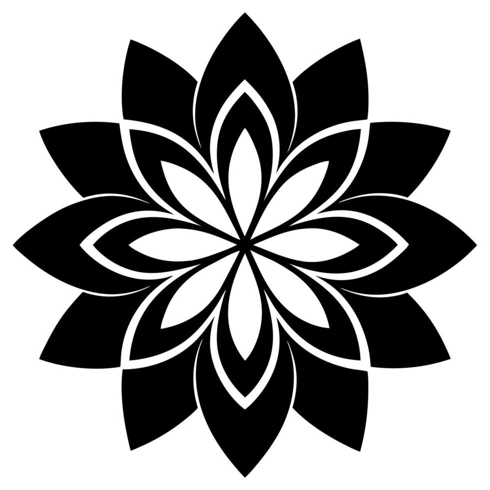 Elegant Mandala Silhouette with Floral Patterns for Artistic and Meditation Designs vector