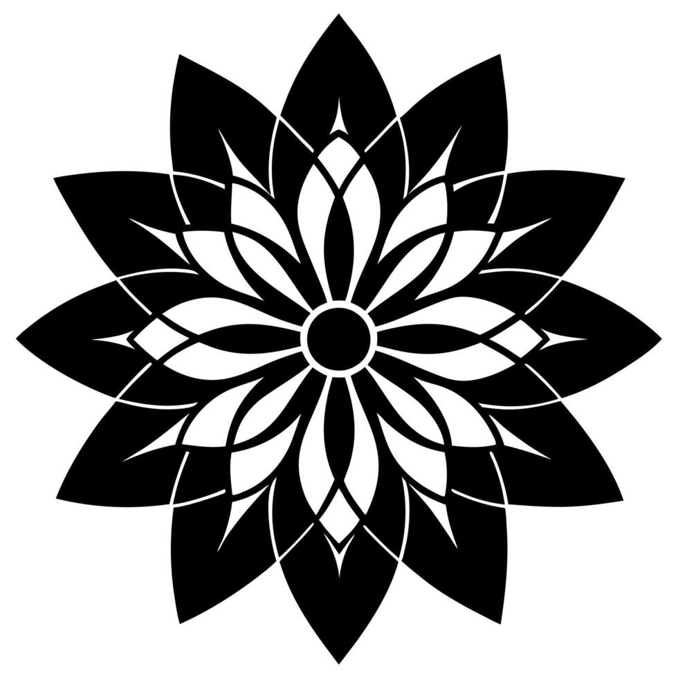 Elegant Mandala Silhouette with Floral Patterns for Artistic and Meditation-Themed Designs vector
