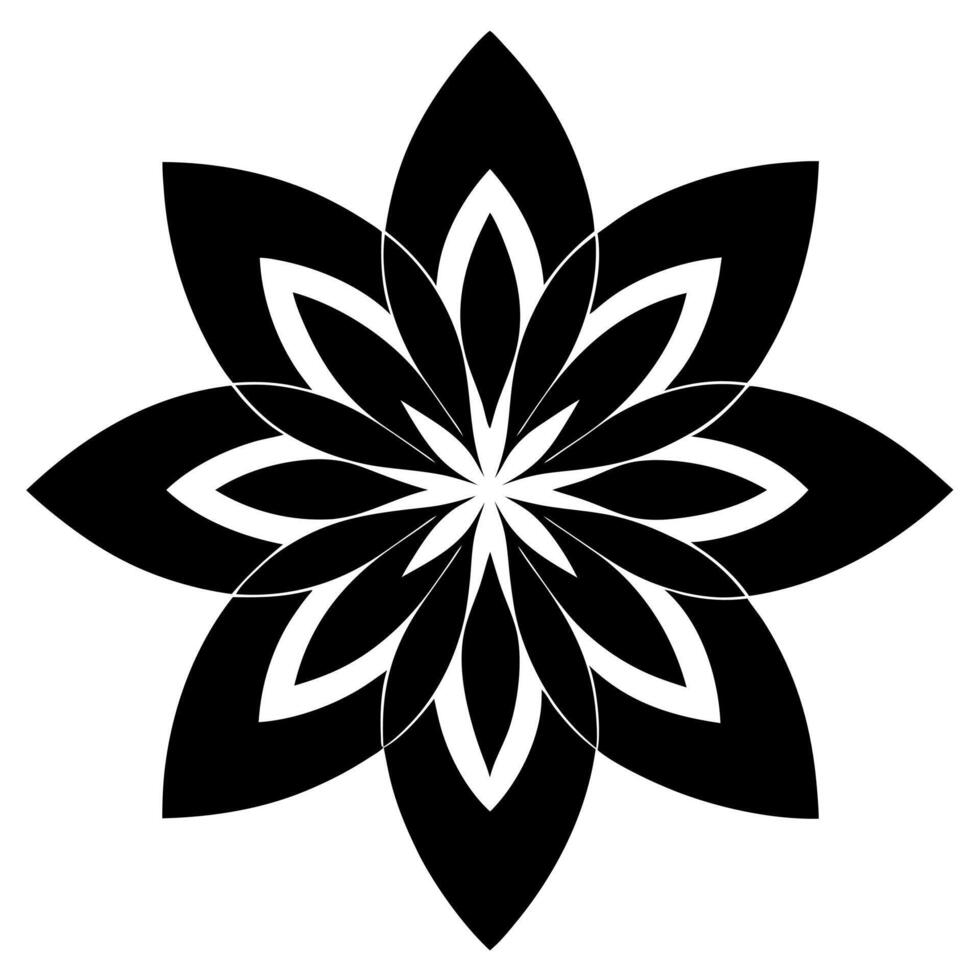 Floral Mandala Silhouette Design with Intricate Details for Decorative and Ornamental vector