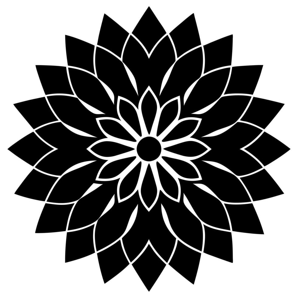 Mandala Silhouette with Floral Patterns for Artistic and Meditation-Themed Designs vector