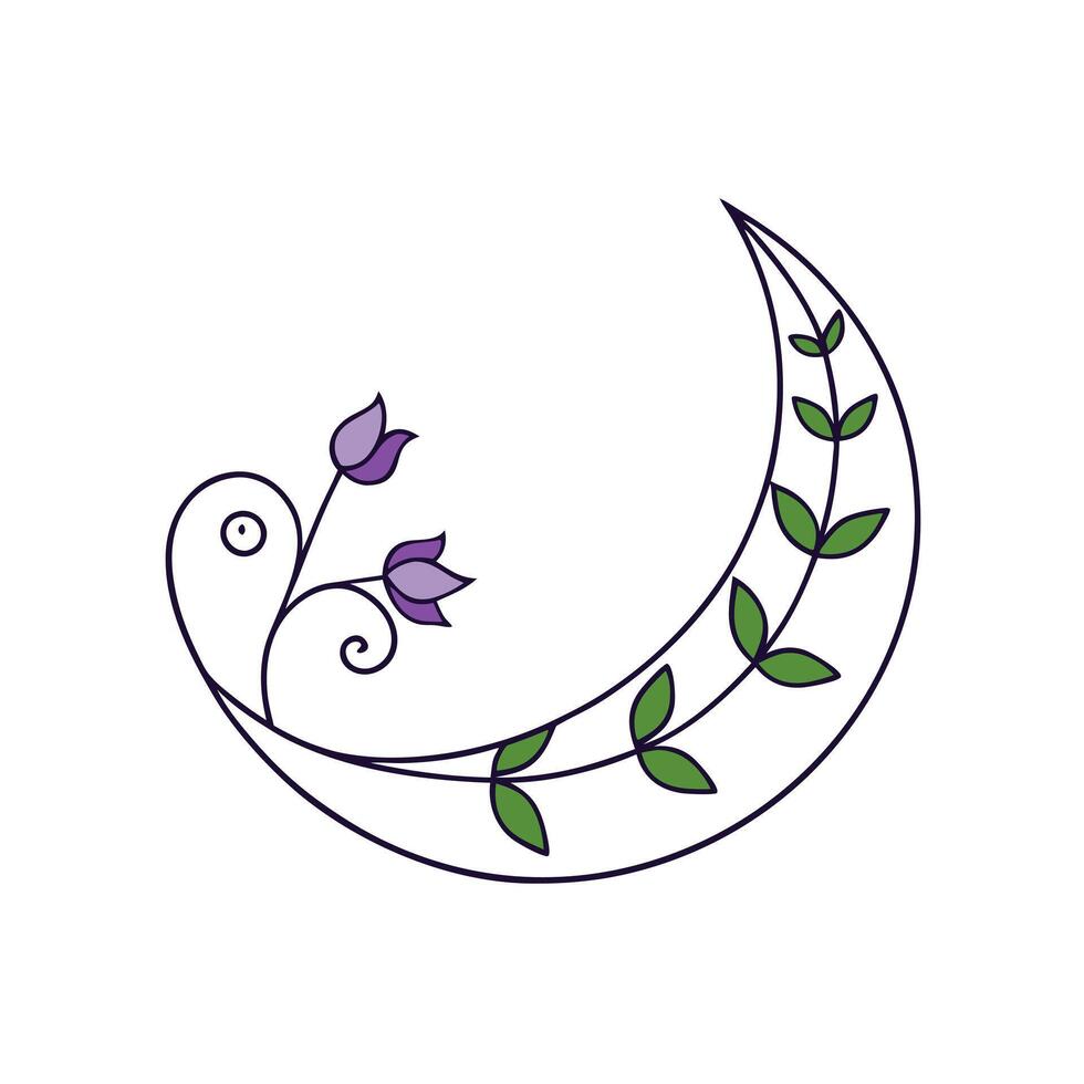 Elegant Moon Decorative Design with Floral Creative Projects vector