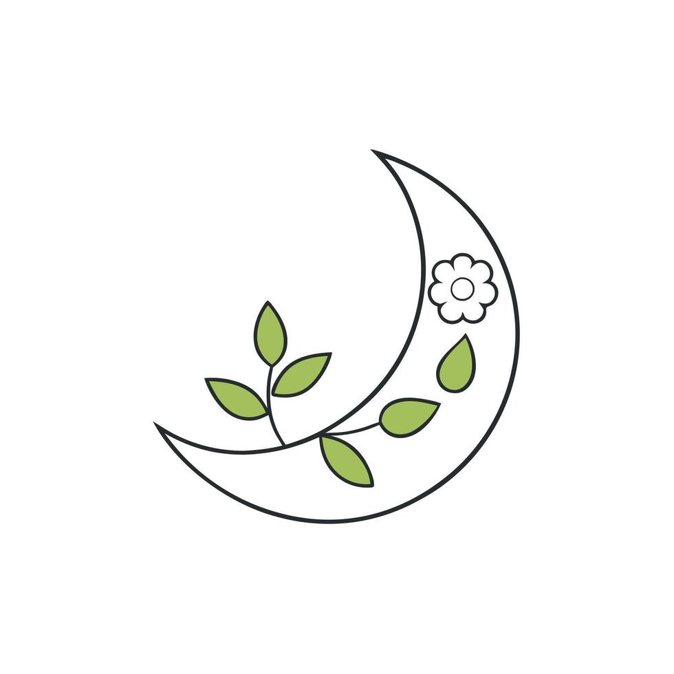 Elegant Moon Decorative Design with Floral Elements for Creative Projects vector