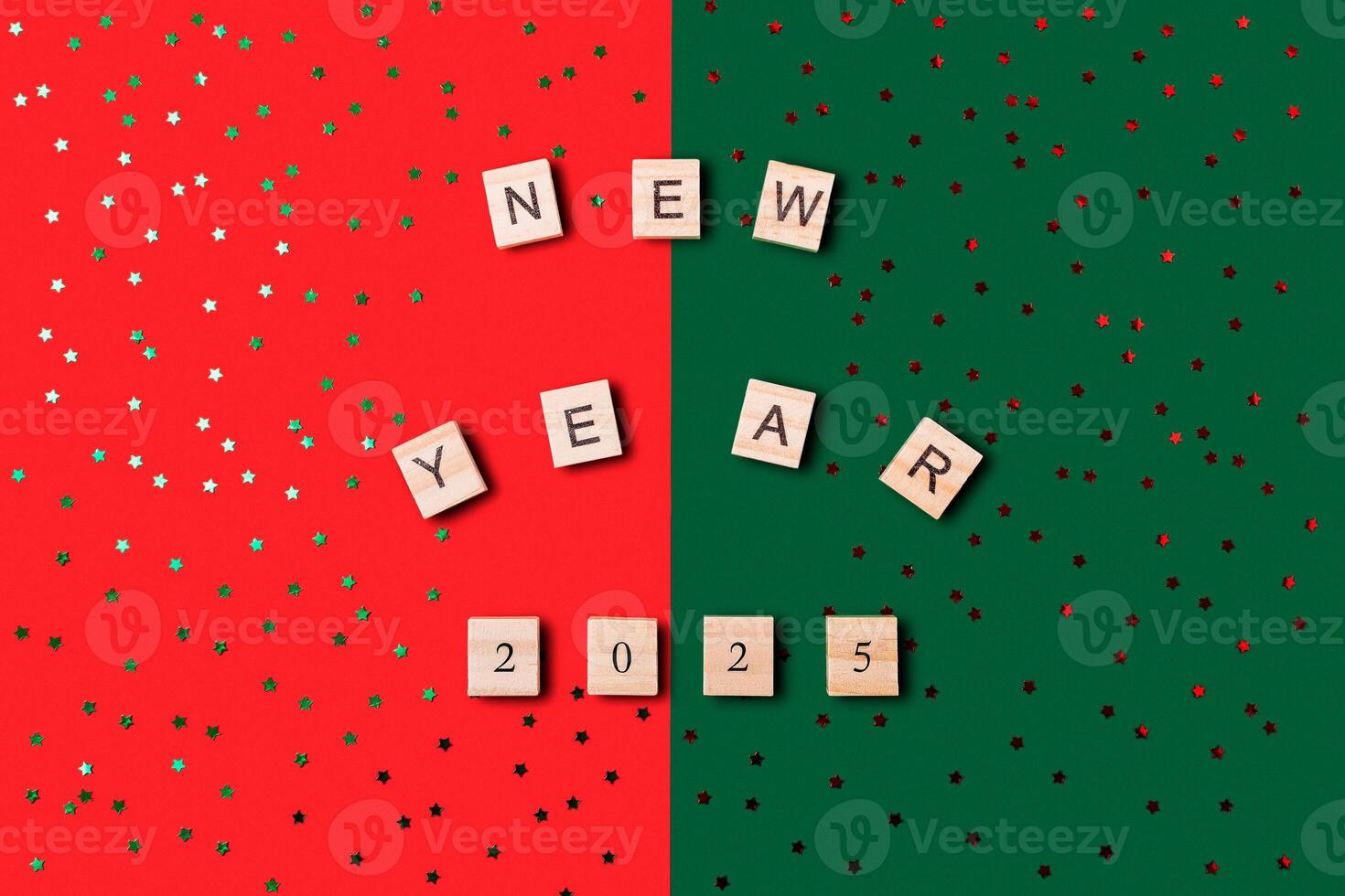 Green and red background with a large number of stars photo