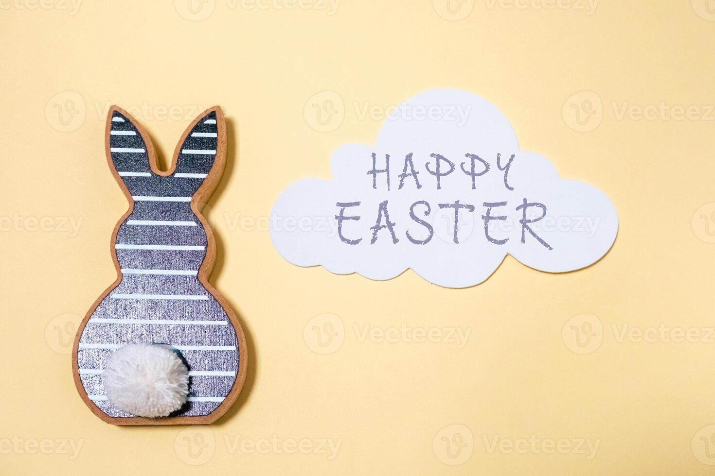 Easter Bunny on a yellow background. photo