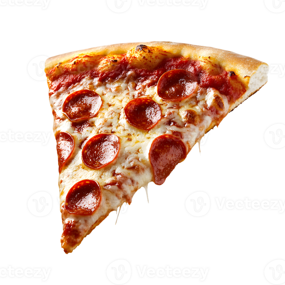 Melted Cheese Pepperoni Pizza Slice with Ham png