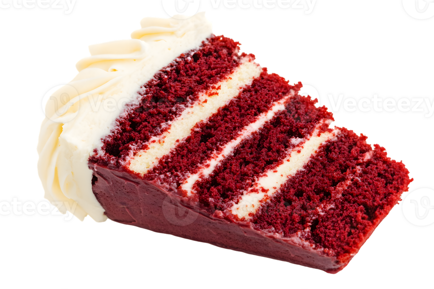 Slice of Red Velvet Cake with Creamy Frosting png