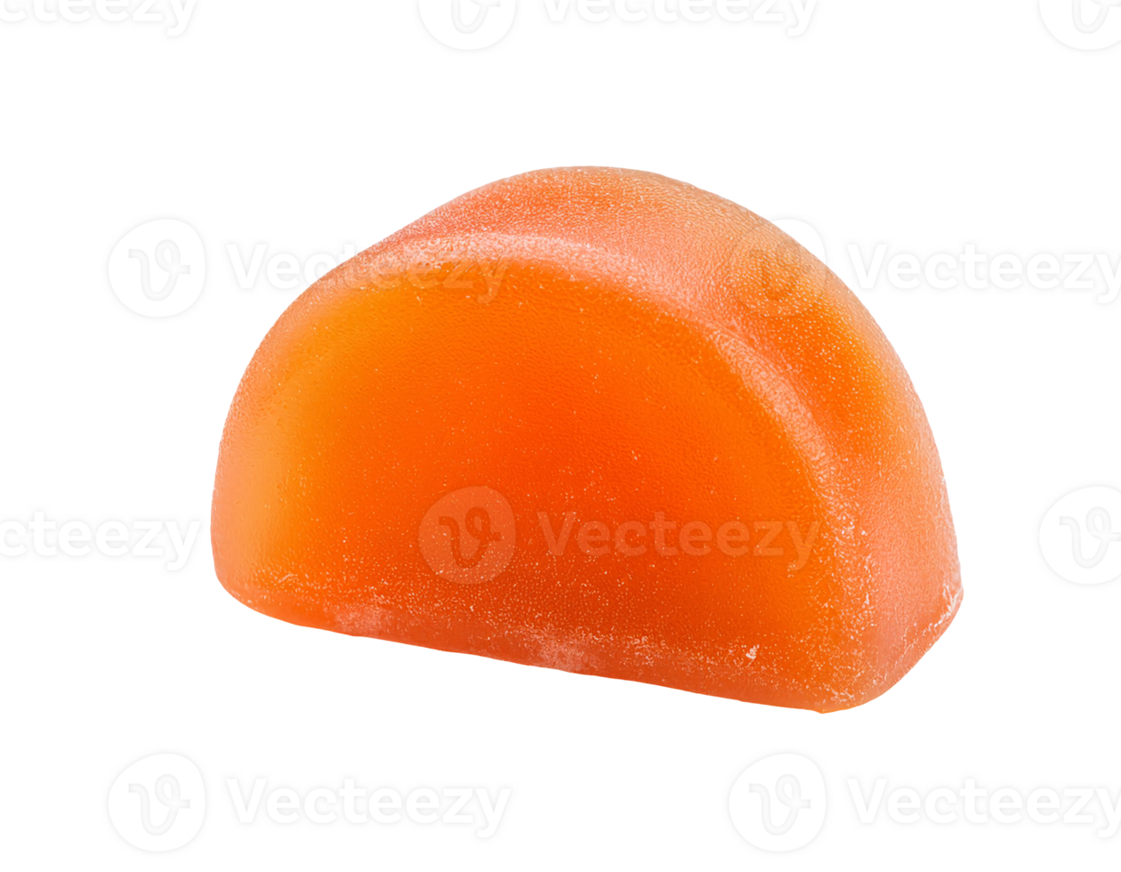 vibrant orange fruit-flavored gummy candy with soft chewy texture, sugar-coated jelly sweet, on isolated background png