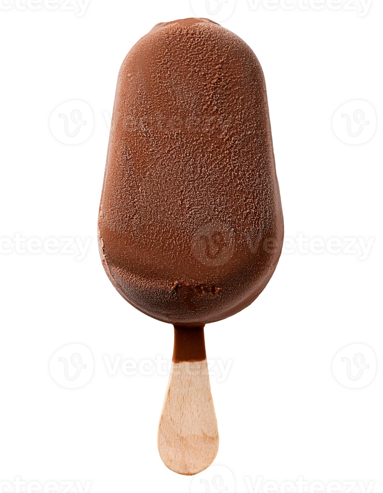 rich deep chocolate ice cream bar with crunchy chocolate coating, indulgent frozen dessert, on isolated background png