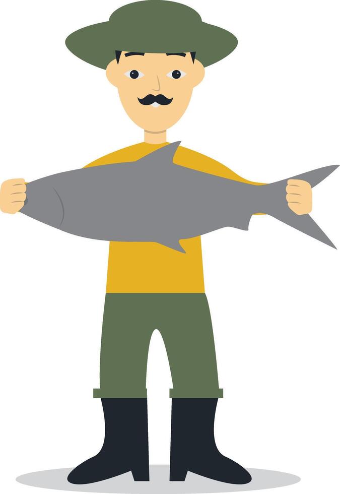 Fisherman Profession Cartoon Character vector
