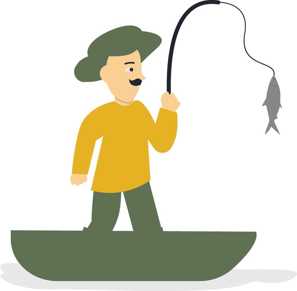 Fisherman Profession Character in Flat Design. vector