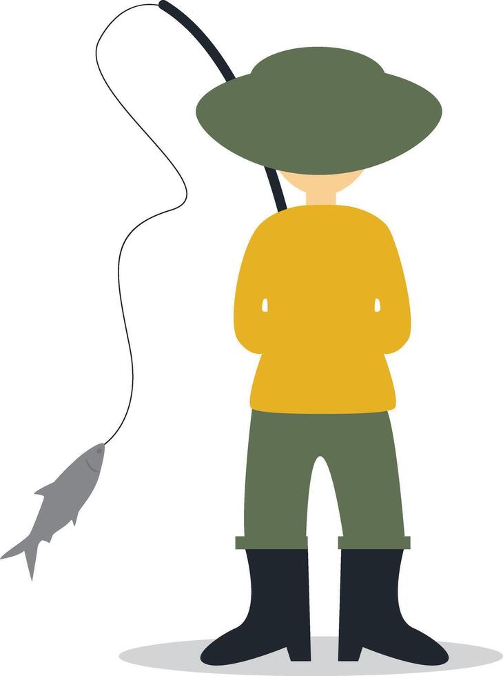 Fisherman Profession in Flat Design. vector
