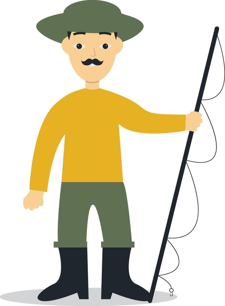 Fisherman Profession Character Isolated on White Background vector