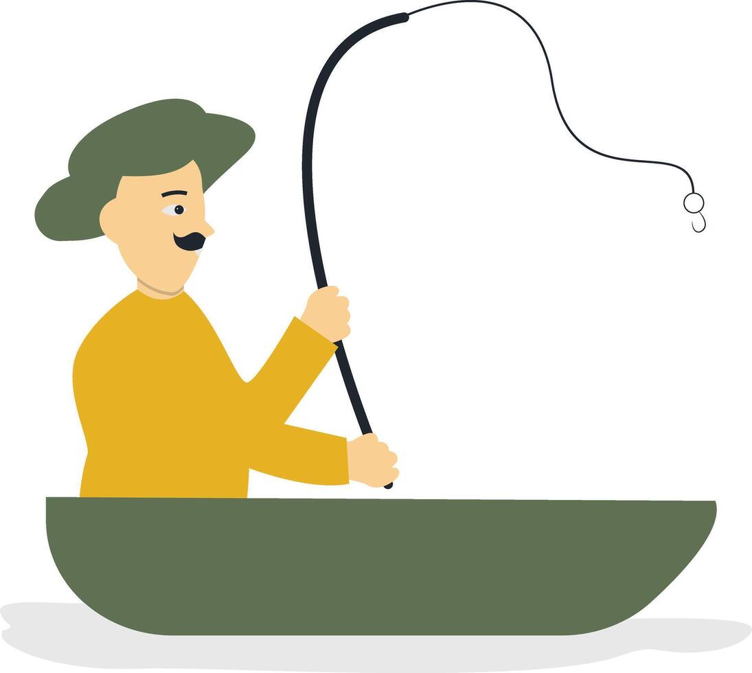 Fisherman Profession Character. vector