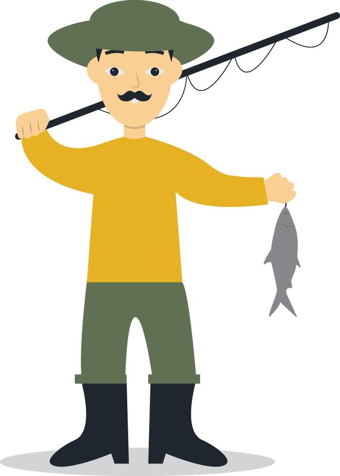 Fisherman Profession on White Background vector