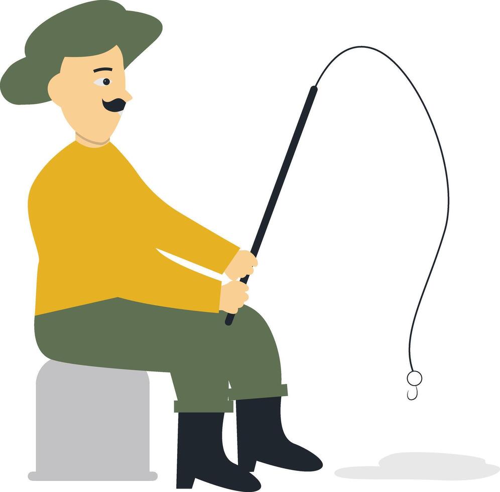 Fisherman Profession on White Background. vector