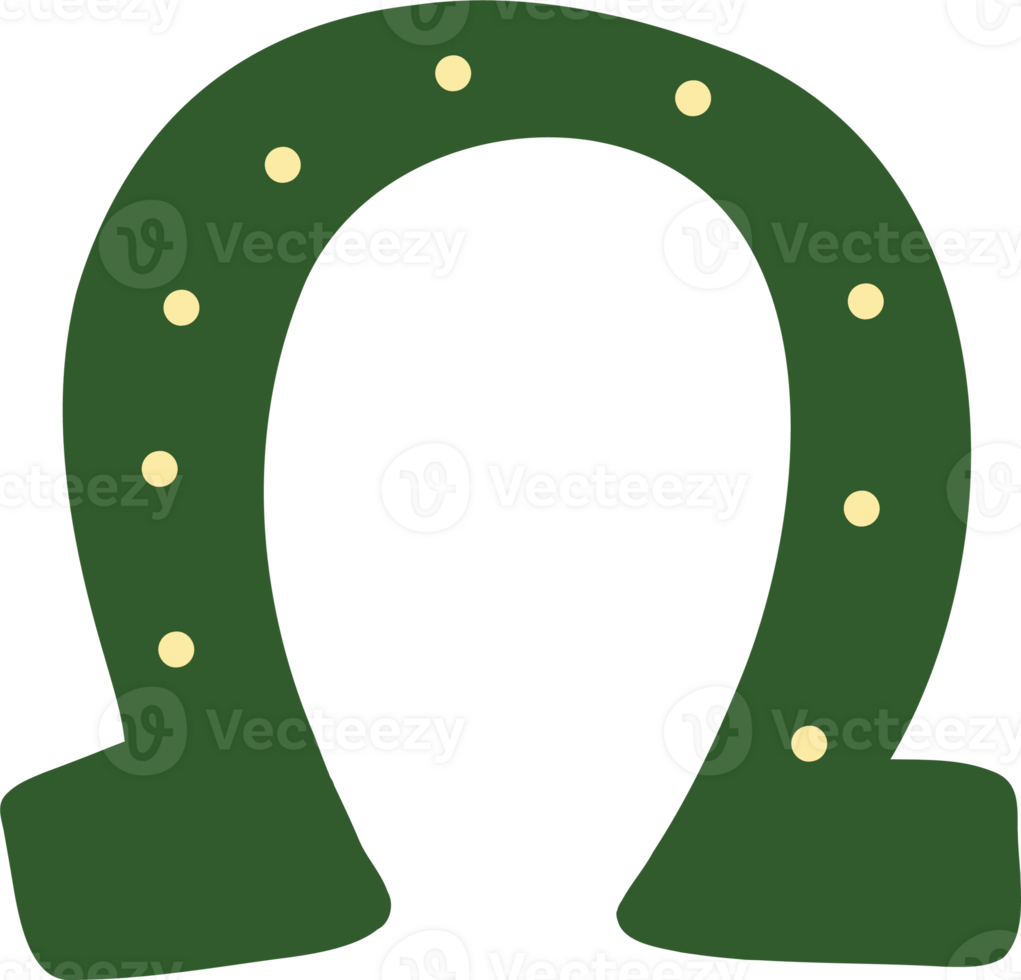 A green horseshoe with dots on it png