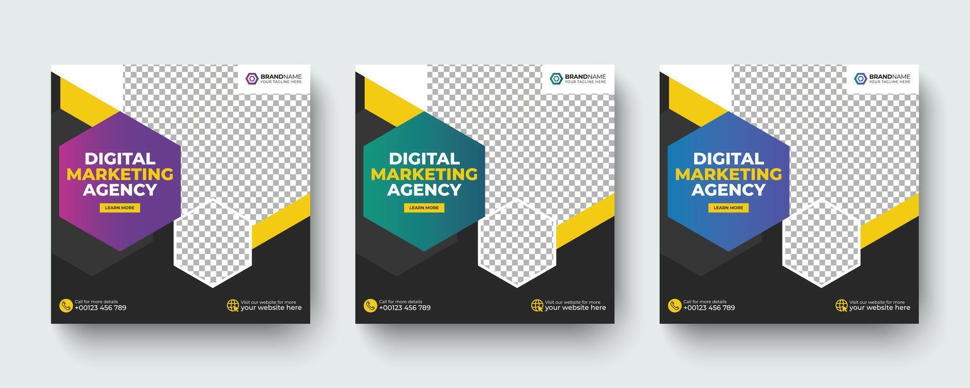Digital marketing promotional social media post or web banner ad template. Business marketing social media post, web banner, ad design template. vector