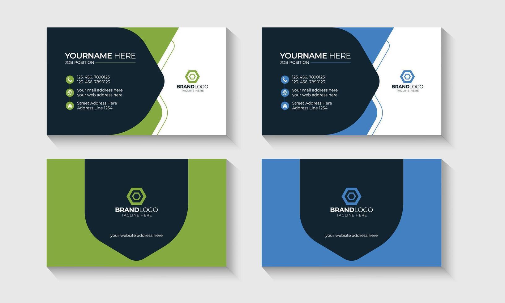 Modern Double-sided horizontal business card Layout template. Business Card, Visiting Card, Identity, Contact, Branding. vector