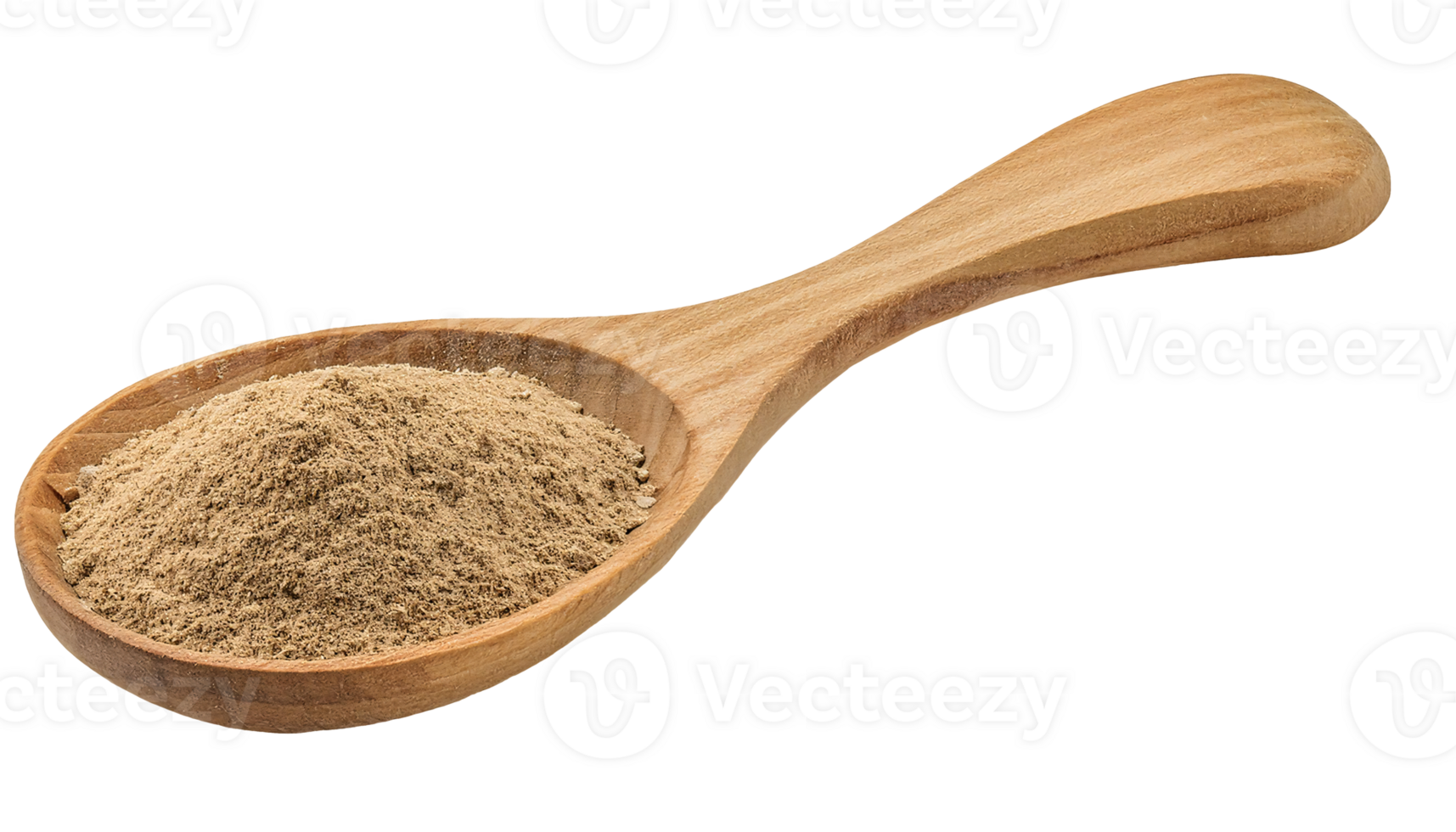 wooden spoon filled with ground cumin powder, aromatic spice, essential seasoning for cooking, natural herbal ingredient, on isolated background png