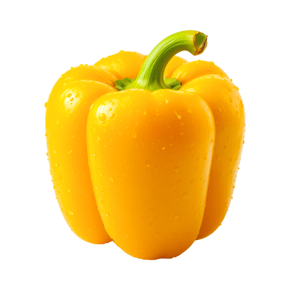 Vibrant Yellow Bell Pepper Glossy Fresh High-Resolution Close-Up Culinary Produce png