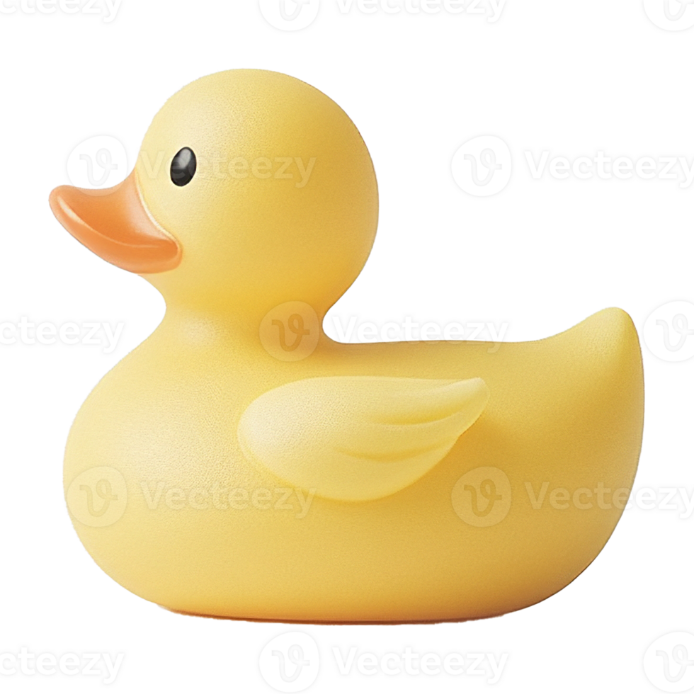 Bright yellow rubber duck isolated on transparent background png