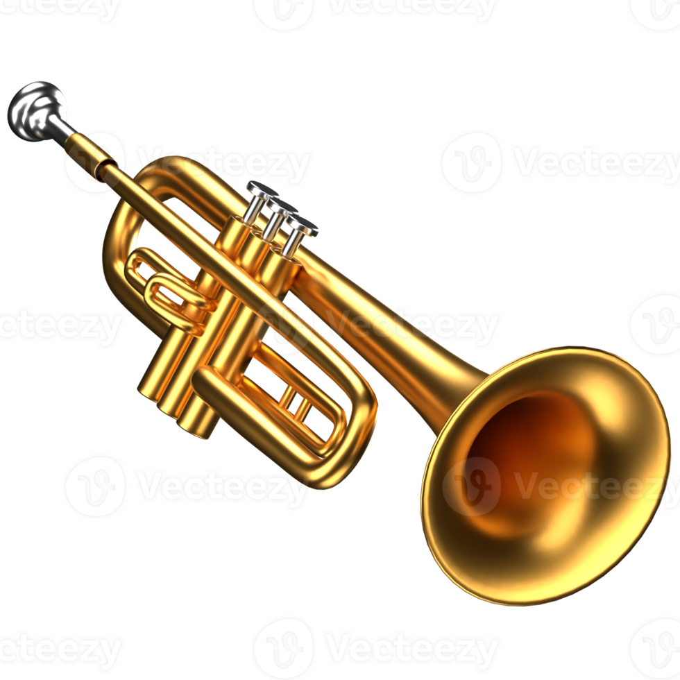 3D illustration of a black and gold Trumpet png