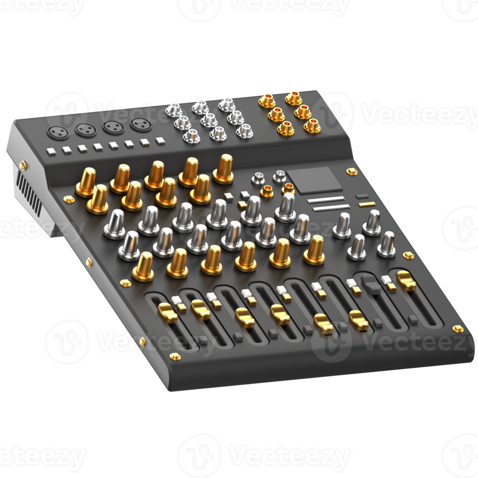 A mixer with gold and silver knobs on it png
