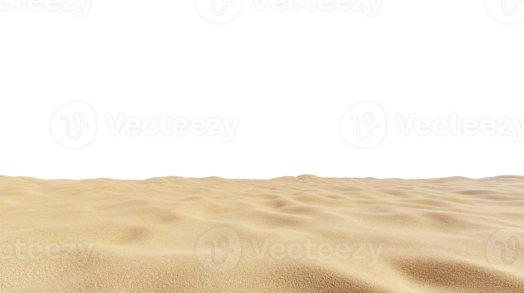Wide angle shot of a clean smooth desert dune isolated transparent background no sky png