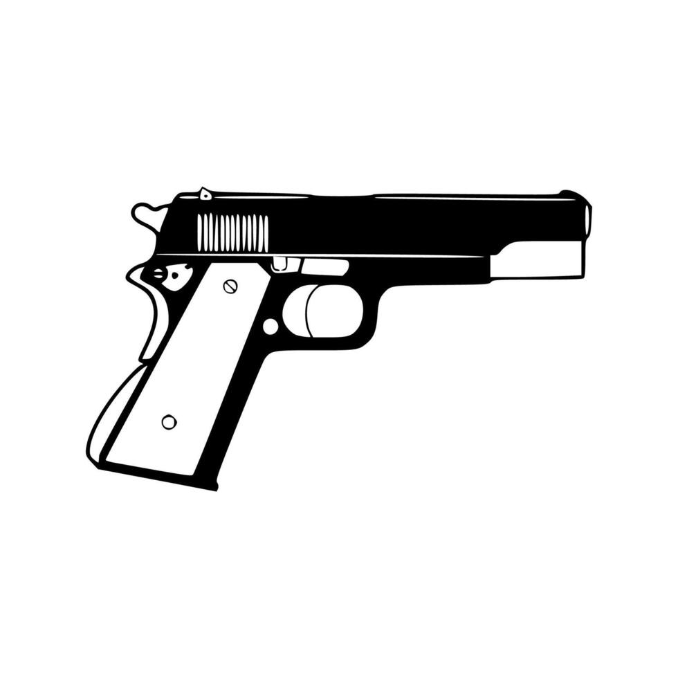 A gun is shown in black and white on a white background vector