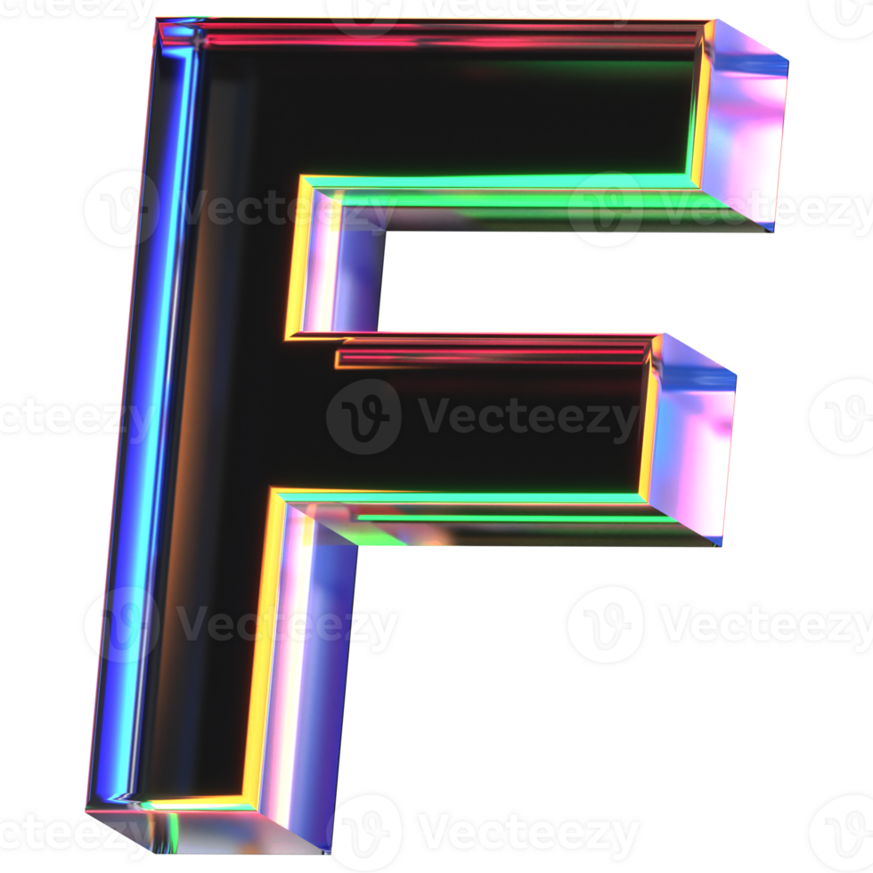 3D icon of a glass character F png