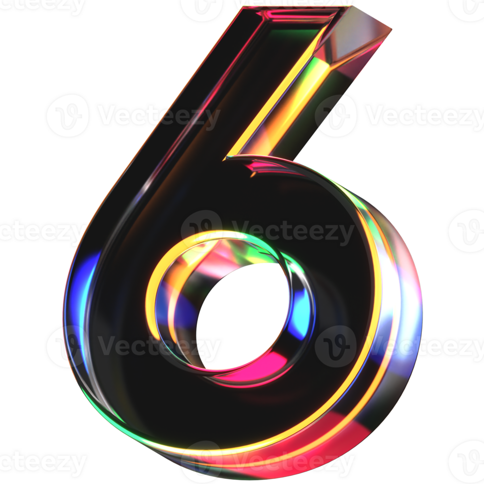 3D icon of a glass character 6 png