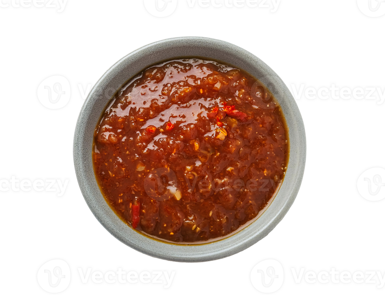 bowl of spicy chili sauce, rich and flavorful red pepper condiment, gourmet hot sauce, essential cooking ingredient, on isolated background png