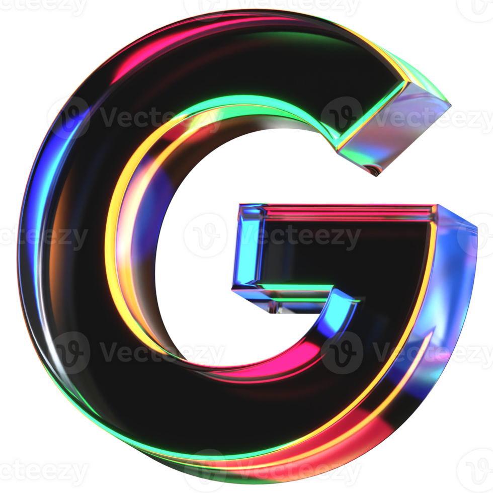 3D icon of a glass character G png