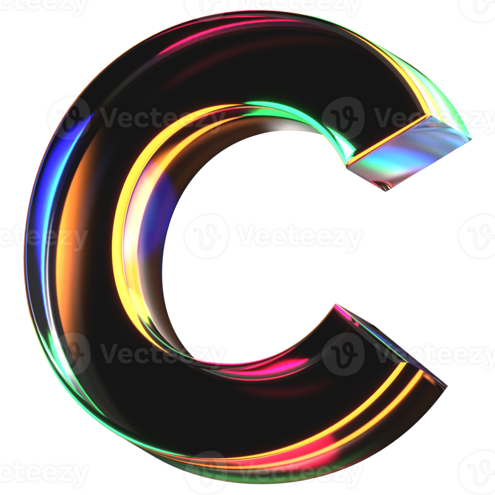 3D icon of a glass character C png