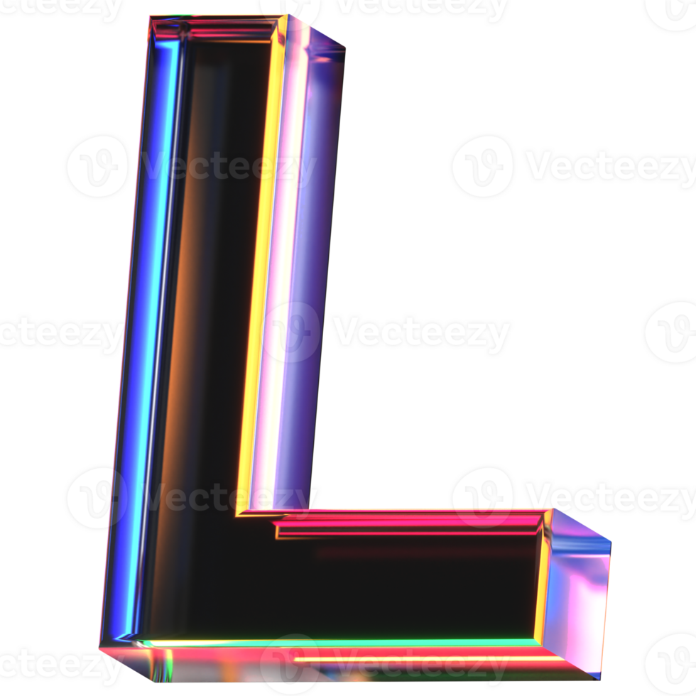 3D icon of a glass character L png