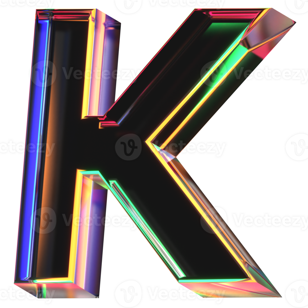 3D icon of a glass character K png