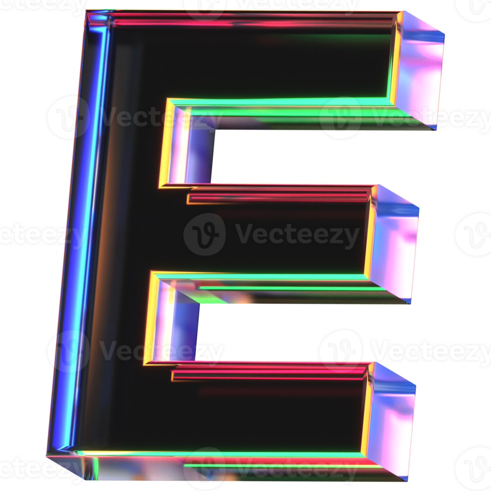 3D icon of a glass character E png