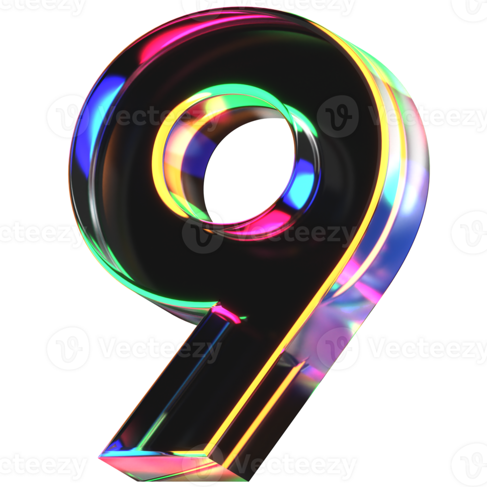 3D icon of a glass character 9 png