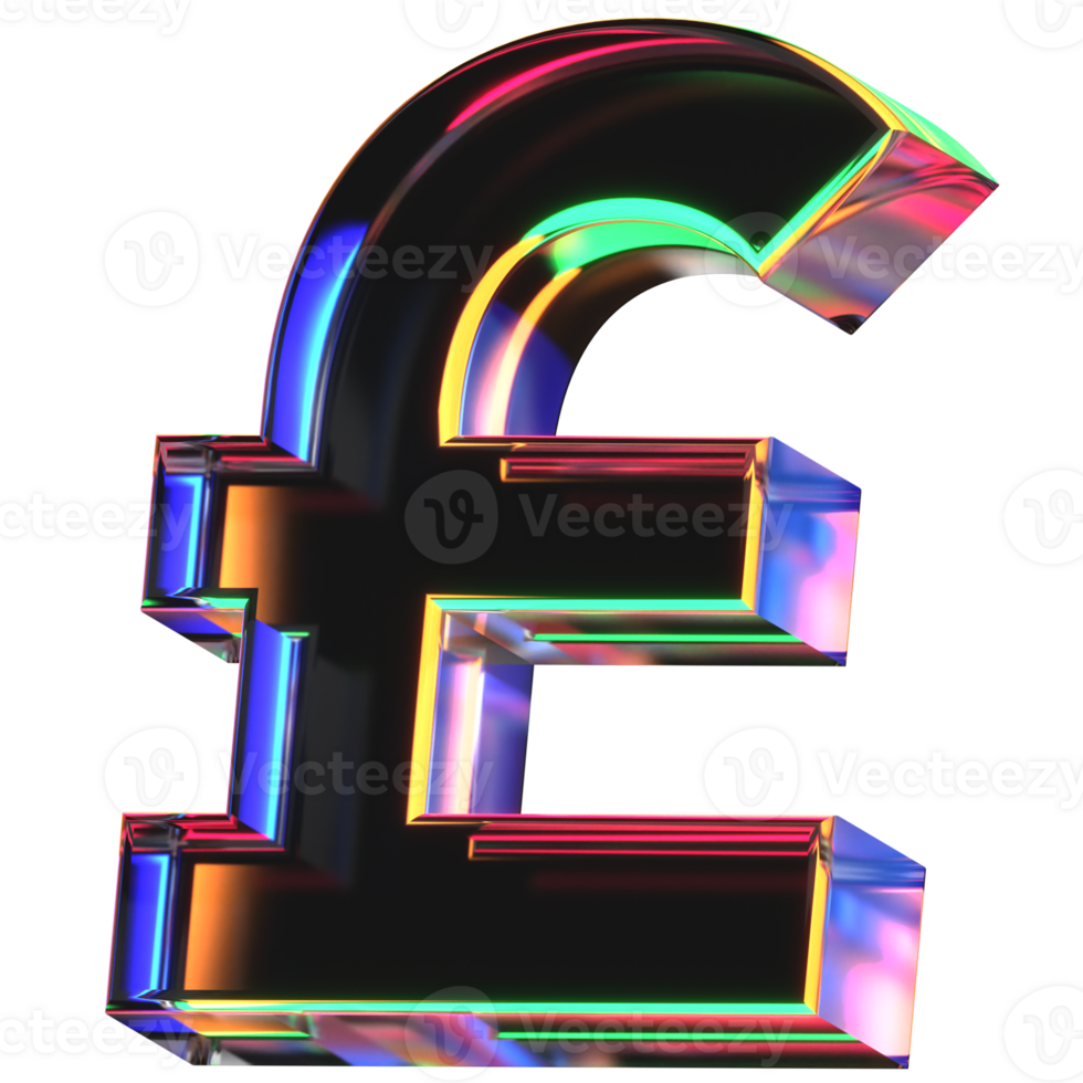 3D icon of a glass pound sign png