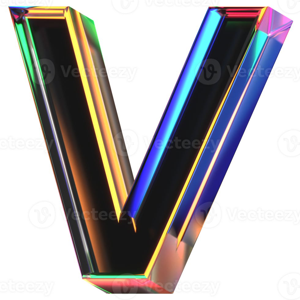 3D icon of a glass character V png