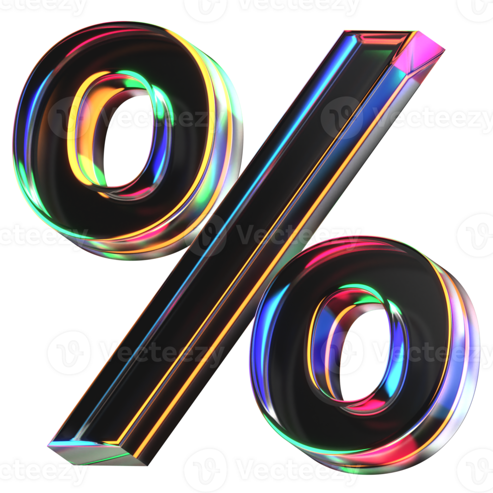 3D icon of a glass percent sign png