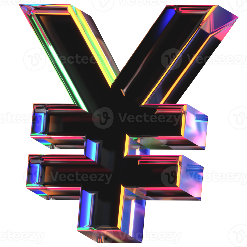 3D icon of a glass yen symbol png