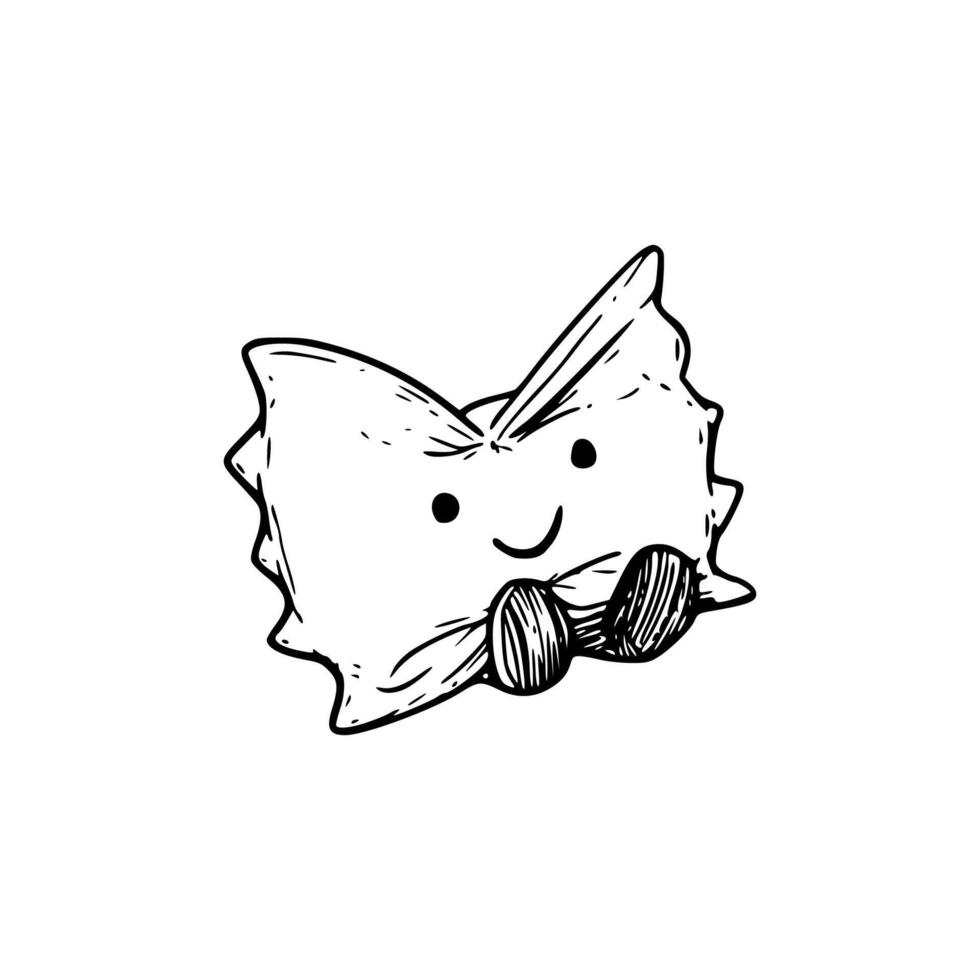 A drawing of a pillow with a smile on it vector