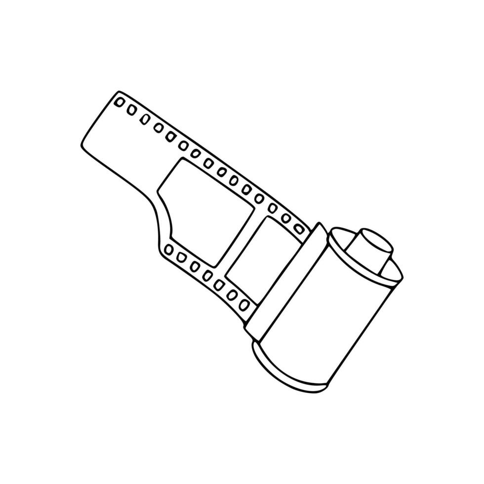 A drawing of a film reel on a white background vector