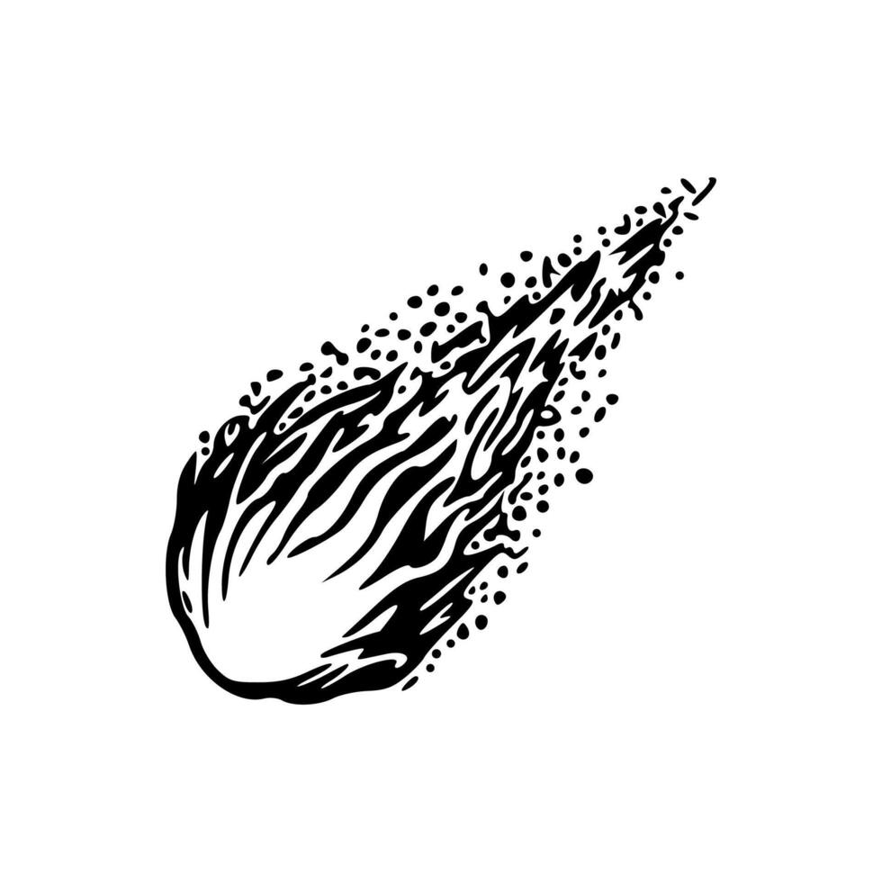 A black and white drawing of a fireball vector