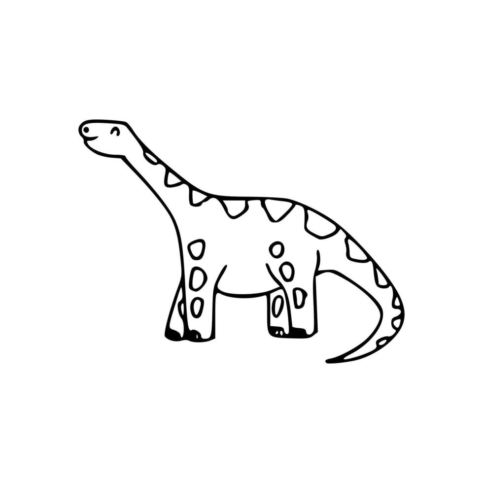 A dinosaur is drawn in black and white vector
