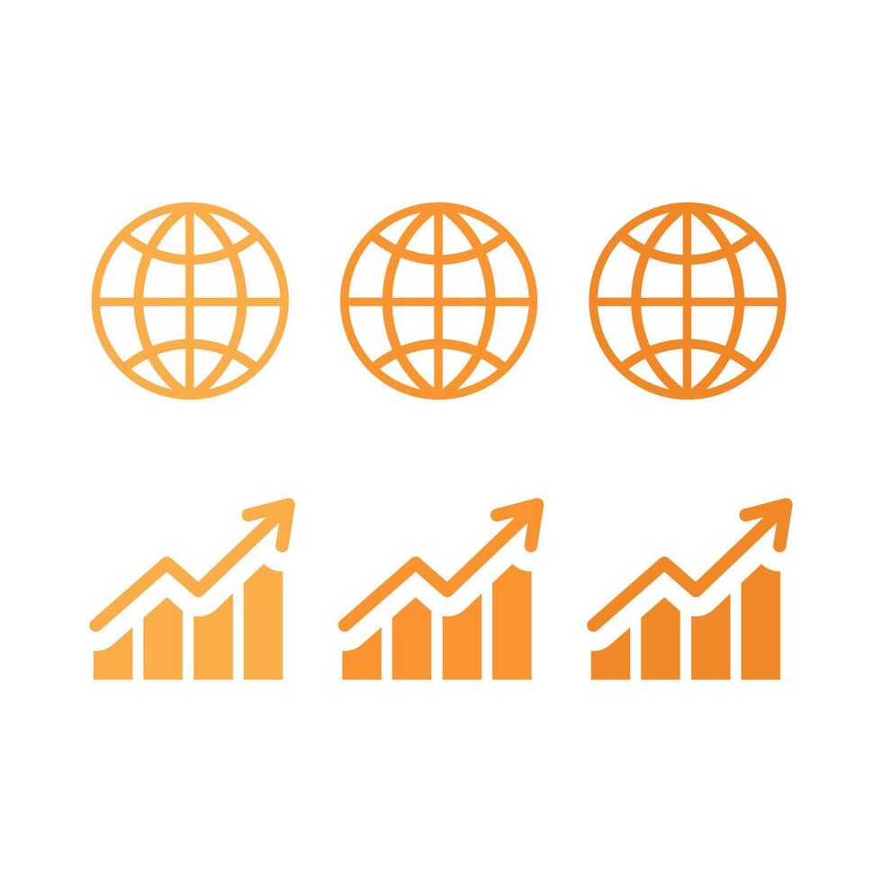 Global Growth Charts With Different Colors vector