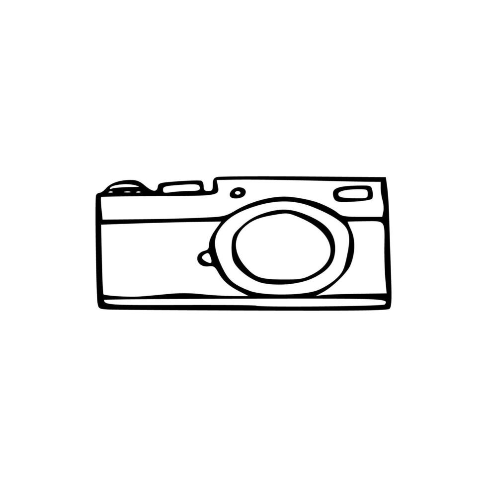 A camera is drawn in a doodle style vector
