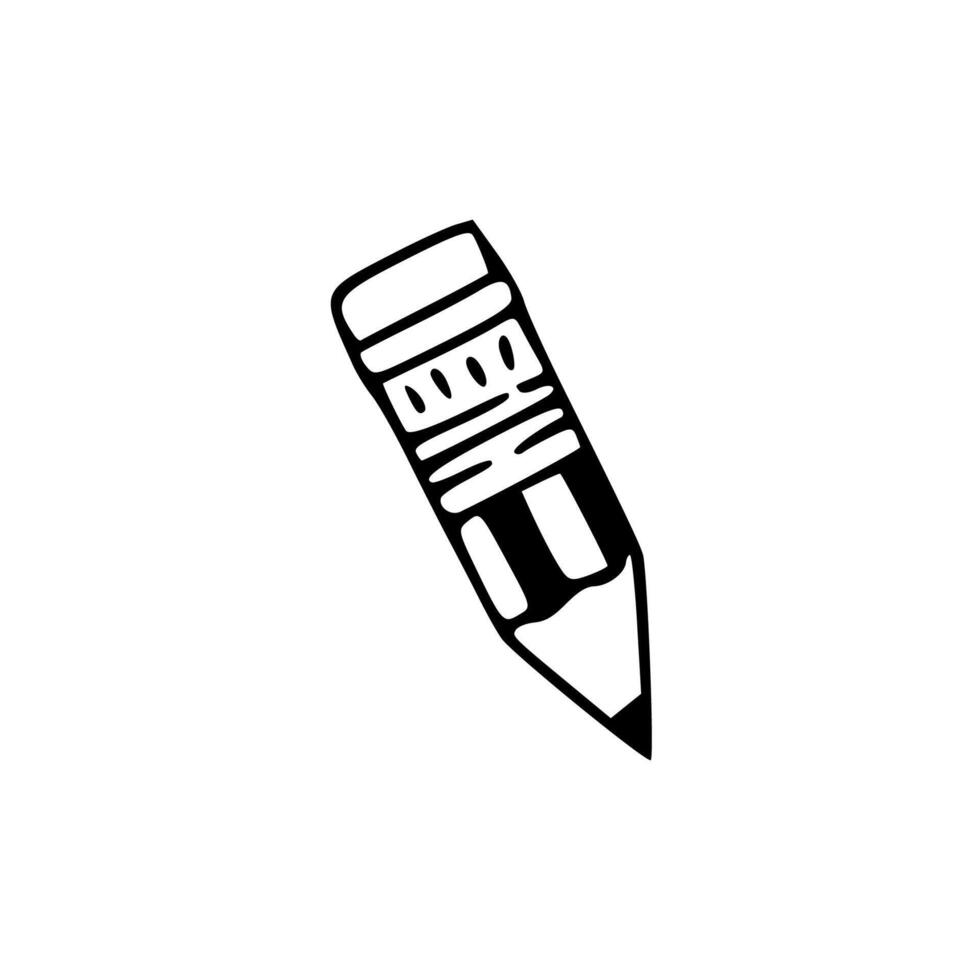 A black and white pencil icon on a white background vector
